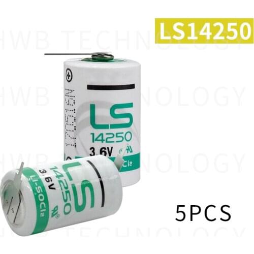 5pcs New Original SAFT LS14250 14250 3.6V 1250mAh LiSOCL2 PLC battery with two pin Free Shipping
