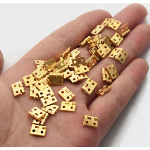 50Pcs Copper Super Mini Folding Hinge Wooden Jewelry Box Hinge Fittings Dollhouse Wood Door Butt Hinge Hardware Nail