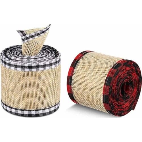 6.3cm Linen Satin Hemp Ribbons Lattice Christmas Tree Decoration Wedding Decor Gift Wrapping Ribbon DIY Handmade Bows for Crafts