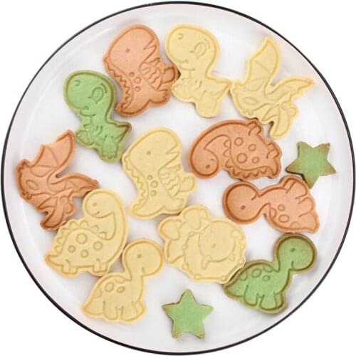 6-Pcs Dinosaur Shaped Cookie Cutter Mold 3D Biscuit Sugar craft Dessert Baking Mould Fondant Cake Decorating Tool