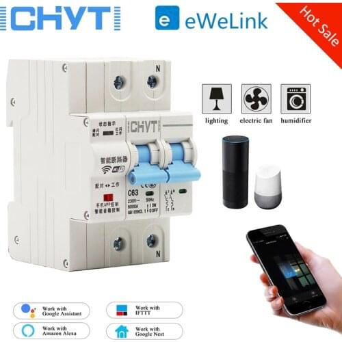 2P WiFi Smart Circuit Breaker Automatic Switch Overload Short Circuit Protection With Amazon Alexa Google Home For Smart Home