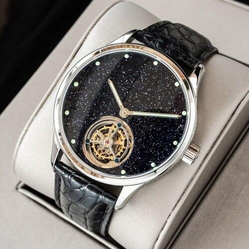 ST8230 Seagull Tourbillon Movement Watch Men Luxury Mechanical Wristwatch Real Blue Stone Glamor Master Clock Reloj 2021 New