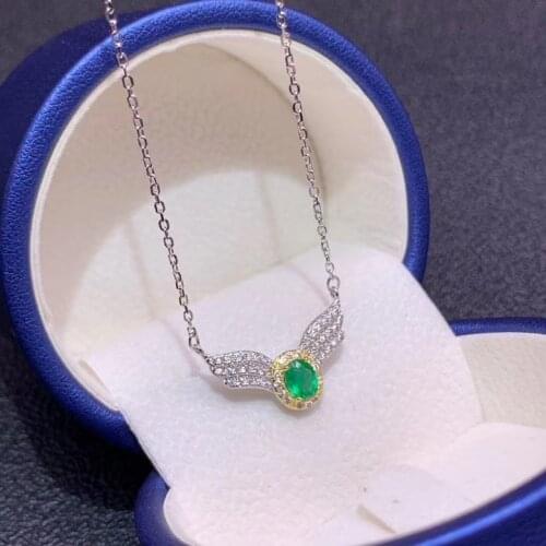 CoLife Jewelry Fashion Silver Swing Pendant for Young Girl 4*5mm Natural Emerald Pendant 925 Silver Emerald Jewelry Girl Gift