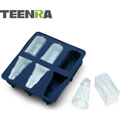 TEENRA 1Pcs Doctor Who Ice Cube Tray Ice Molds 3pcs Daleks And Tardis Cookies Mold Chocolate Fondant Mold Ice Cream Tools