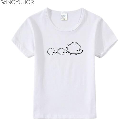Hedgehog Family Cartoon Print Funny T Shirt Baby Boys Girls Summer Tops Kids Casual Short Sleeve Clothes Children