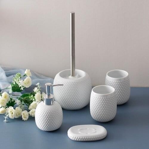 Ceramics tooth brush holder paste dispenser Toilet brush bathroom accessories set soap dispenser toothbrush bath decoration