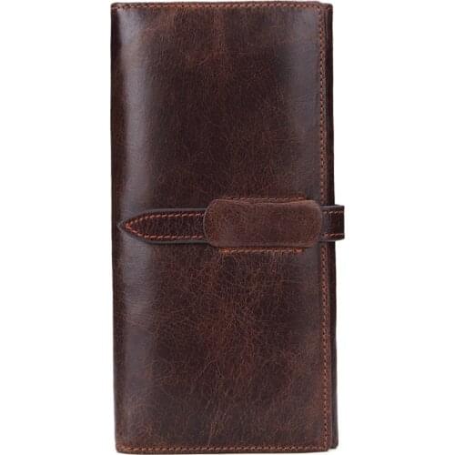 Aaby 2021 New Retro Genuine Leather Wallet For Unisex High Quality Soft Cow Leather Crad Holder With Hasp Multi-Structure Wallet