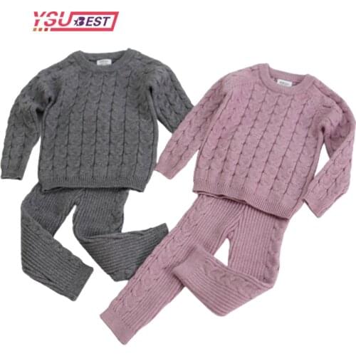 0-4 Yrs Girls Boys Suit Fall Baby Boys Girls Clothing Sets Winter knitting Pullover Sweater+Pants Infant Boys Knit Tracksuits