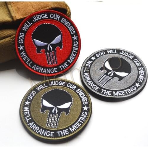 PUNISH SKULL God Will Judge Our Enemy WE'LL ARRANGE MEETING PATCH Military Tactical Badge Multicam Sniper Patch