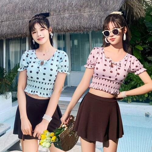 2021 New Fashion Ladies Small Fresh Swimsuit Sexy High Waist Cover Fleshy Thin Split Swimsuit Swimwear