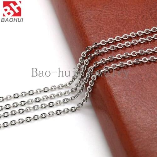 2.3MM Width 18"+2" extension (50cm) 316L Stainless Steel Silver/Gold/Rose Gold/Black Flat Oval Chain For Necklace Locket