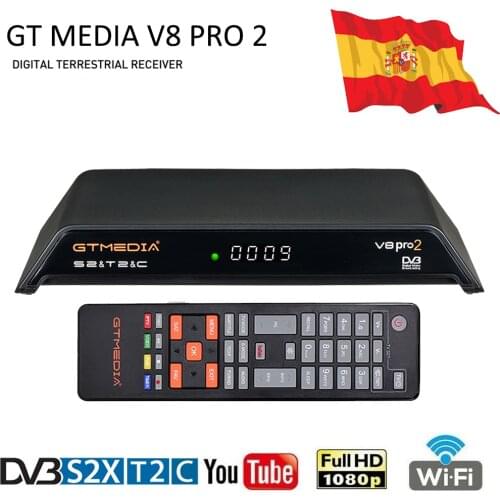 π GTmedia V8 PRO 2 Satellite TV Receiver, DVB-S2 T2 Cable Turner 1080P Full HD H.265 Bulti-in 2.4G WIFI Youtube