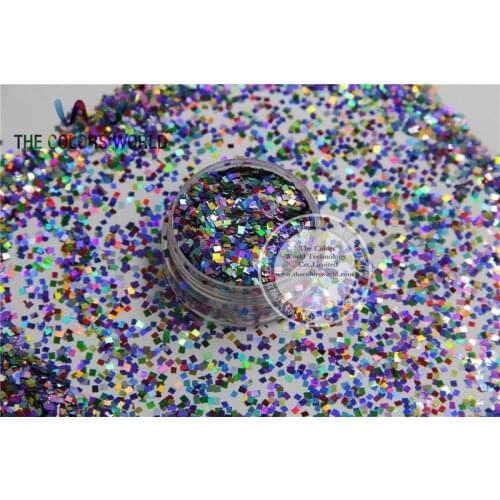 QL2-80 2mm Size Mix Laser Holographic Color Glitter Square shape Glitter for Nail Art and DIY supplies1pack=50g