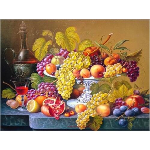 Counted Cross Stitch Kits Needlework Embroidery - Crafts 14 ct Aida DMC Color DIY Arts Home Decor -Classic Fruit Still Life