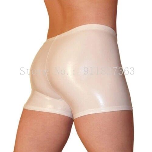 Handmade Sexy White Latex Rubber Tigh Shorts Fetish Men Underwear Custom Made