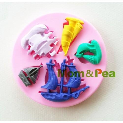 Mom&Pea 1040 Free Shipping Boats Shaped Silicone Mold Cake Decoration Fondant Cake 3D Mold Food Grade