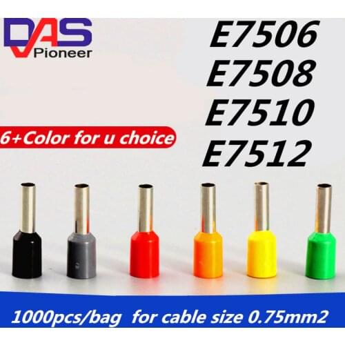 E7510 20 AWG 0.75mm2 bootlace Ferrules for wire Tubular terminal connector