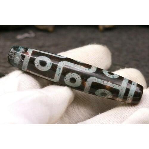 Treasure Magic Power Magic Tibetan Old Cinnabar 9 EYE TOTEM dZi Bead Pendant 80MM