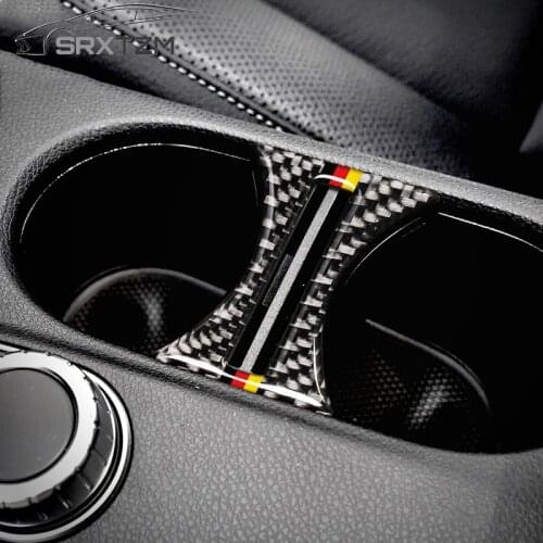 SRXTZM For Mercedes Benz W169 W117 W156 A Class CLA GLA Carbon Fiber Interior Water Cup Holder Decor Cover Trim Accessories 1pc
