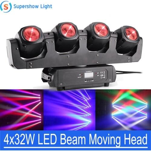 Super Beam Four Heads Infinity Rotation Led 4x32W RGBW 4in1 Moving Head Light