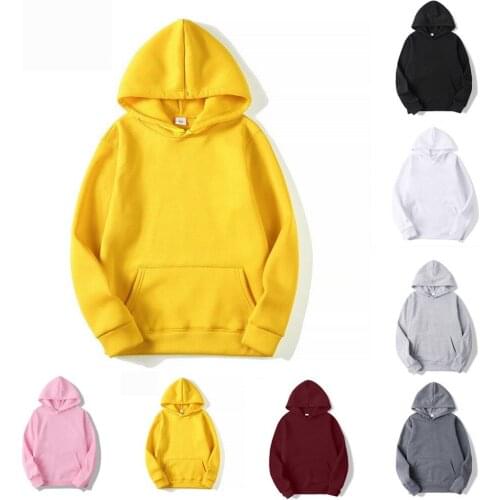 Hoodies Men Women Solid Color Black Red White Gray Pink Pullover Fleece Fashion Brand Sweatshirts Autumn Winter Casual Male Tops