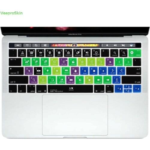 For Macbook Pro 13" A1706 15" A1707 A1989 A1990 Touch Bar Shortcuts Hotkey Slim Silicone Keyboard Cover Skin Final Cut Pro X