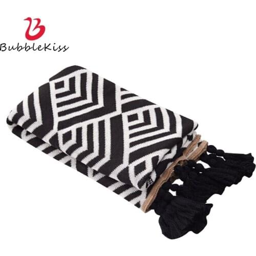 Bubble Kiss Knitted Blanket Home Thread Throw Blanket Black White Geometric Blankets For Beds Sofa Thicken Office Shawl Blankets