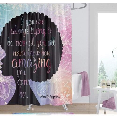 African American Expressions Shower Curtain Natural Hair Afro Pink Floral Maya Angelou Amazing