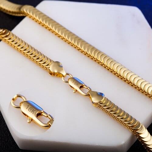 Punk Gold color Scale Snake Chain Necklace for Men Women 7 mm Width Chain Jewelry Boy Gift Drop Shipping
