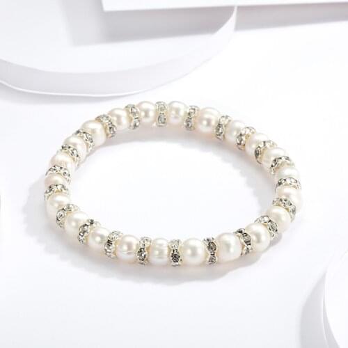 Cauuev Natural Freshwater 8-9 Baroque Pearl Bracelets Bangles For Women Vintage Elastic Baroque Pearl Jewelry Charm Bohemian