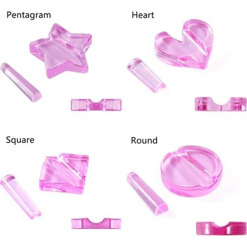 1Set Nail Art Star/Heart/Round/Square Metal Slice Heart Acrylic Bend Curve Making Model Pressed Mold Equipment Nail Art Tools