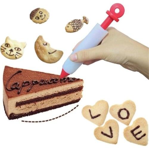 1Pcs Pastry Cream Chocolate Decorating Syringe Silicone Plate Paint Pen Cake Cookie Ice Cream Decorating Pens Home DIY party