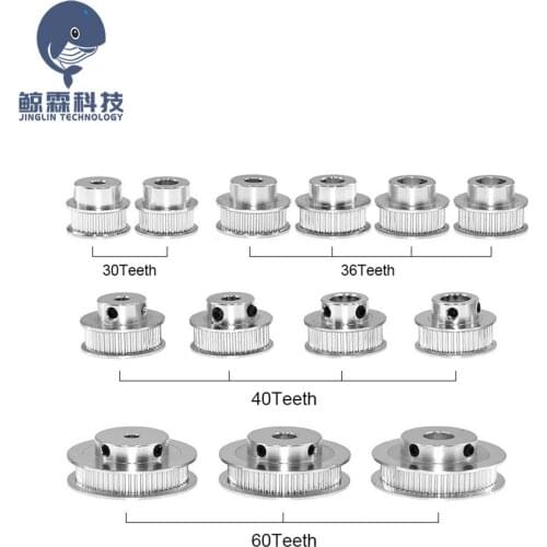 1pcs New GT2 Timing Pulley 30 36 40 60 Tooth Wheel Bore 5mm 8mm Aluminum Gear Teeth Width 6mm Parts For Reprap 3D Printers Part