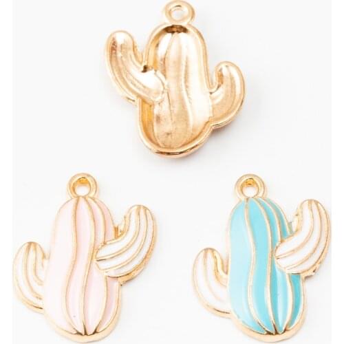 10pcs Enamel cactus Charm Pendant For Women Necklace Pendant Making Alloy Beads Fit Bracelet DIY Jewelry Accessory js2173