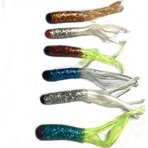 20pcs/lot Soft Baits Artificial 5cm/0.1g Silicone Beard Lure Tubular Lures Multi-color Wobblers Carp Fishing Gear tackle