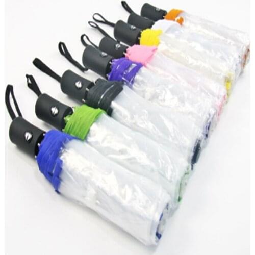 20piece New Automatic Umbrella Clear Womens Umbrella Windproof Folding Umbrellas Solid Transparent Rain Umbrella