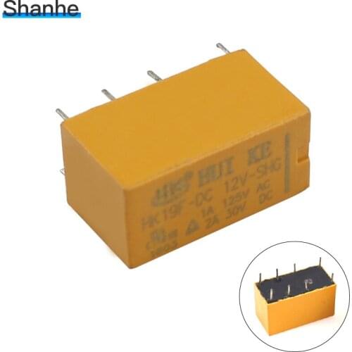 5pcs SHG 12vdc Coil DPDT 8 Pin 2NO 2NC Mini Power Relays PCB Type HUI KE HK19F