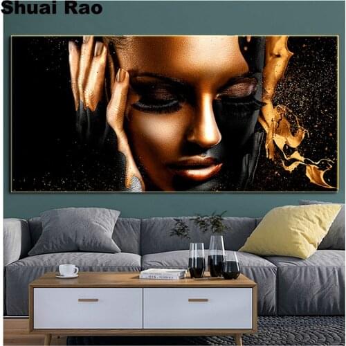 Diamond Mosaic Black Gold Nude African Art Woman Diamond Painting Full Square round Drill Diy Diamond Embroidery Sale home art