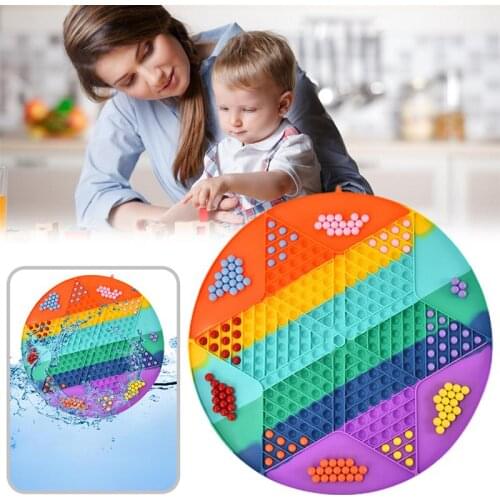 Big Poper Game Rainbow Chess Board Push Bubble Popper Fidget Sensory Toys Stress Relief Simple Dimple Interactive Party Games