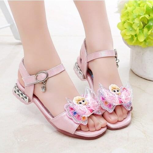 Disney girls high heel sandals new frozen elsa princess shoes little girls children high heels Aisha show shoes