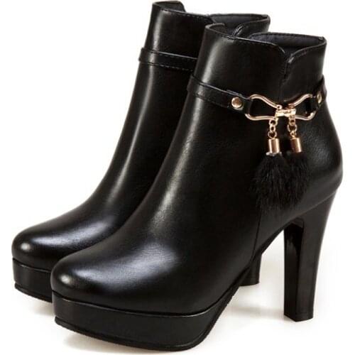 Big Size 9 10 11 12 boots women shoes ankle boots for women ladies boots shoes woman winter Solid color round head side zipper