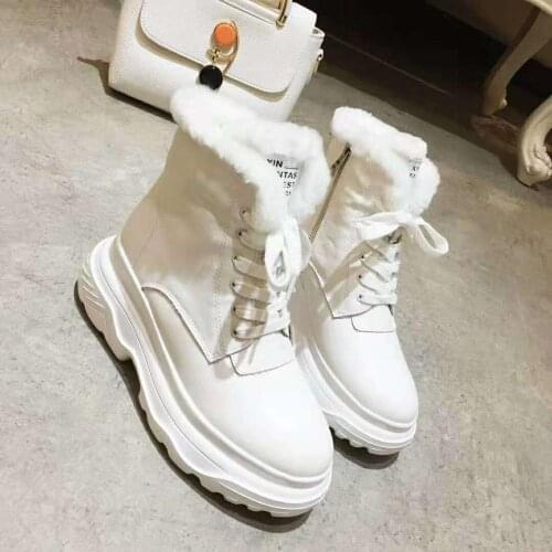 Winter high-end new leather fur one warm snow boots fashion custom casual increase Martin boots womens boots