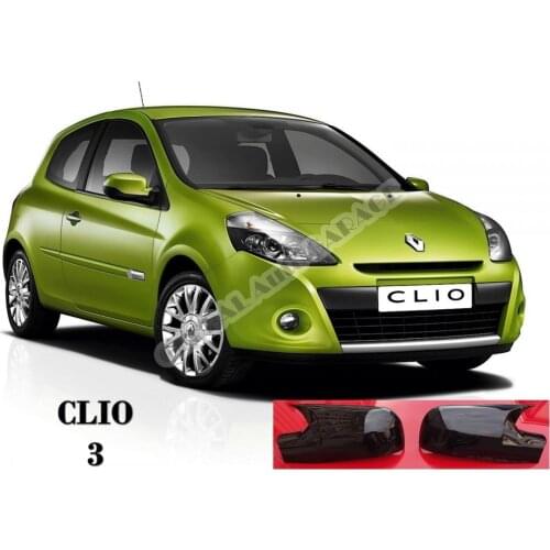 For RENAULT CLIO 3 Bat Mirror Cover 2005-2009 Glossy Piano Black 2 Pieces Wing Car Styling Auto Accessory Universal Spoiler