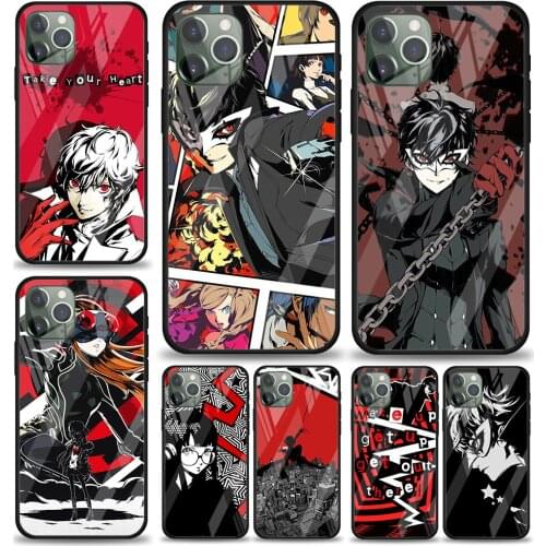 Tempered Glass Cover Persona 5 Pattern For Apple IPhone 12 Mini 11 Pro XS MAX XR X 8 7 6S 6 Plus Phone Case Coque