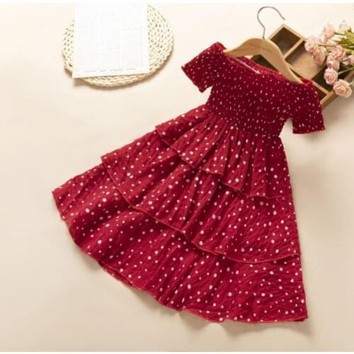 Kids Dress Girls Summer Polka Dot Layered Dress Tiered Dresses Birthday Party Dress Flower Girl Dresses for Weddings