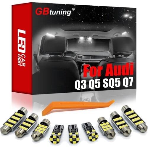 GBtuning Canbus LED Interior Light Kit For Audi Q3 8U Q5 8R SQ5 Q7 4L (2006-2018 2019) Vehicle Map Bulb Auto Reading Indoor Lamp