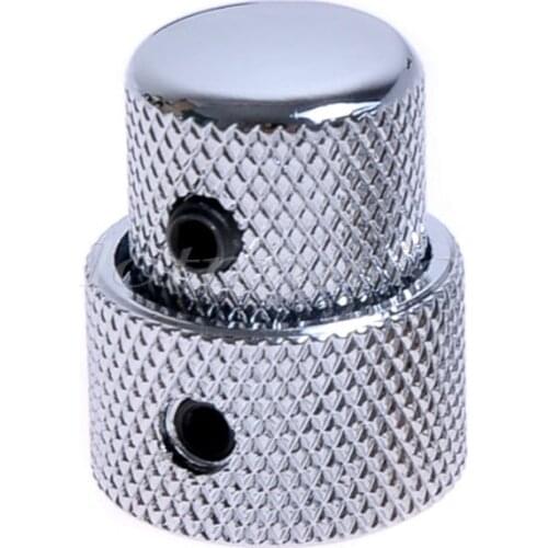 Chrome Concentric Dual Control Knob For Guitar Bass Potentiometer Replacement