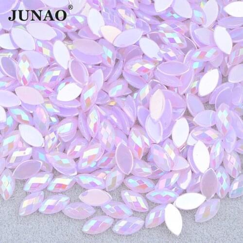JUNAO 3*6mm 4*8mm Light Purple AB Horse Eye Flatback Rhinestones Acrylic Strass Gems Glitter Nail Stones Charms Jewelry Crafts