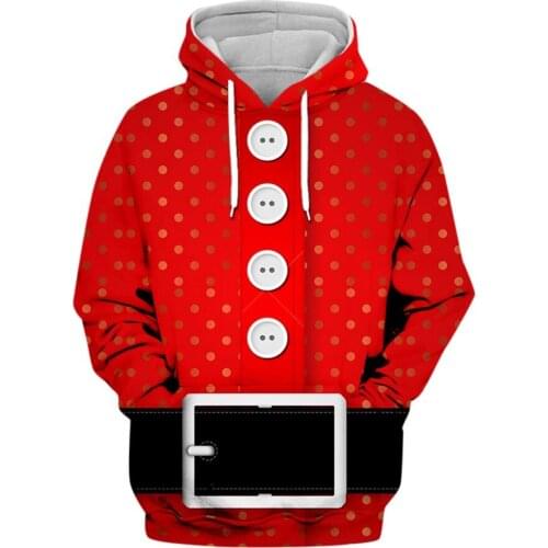 KANCOOLD Men 3D Print Hooded Cardigan for Men Slim Fit Hoodie Coat Cosplay Santa Claus Long Sleeve Hoodie Blouse Top Sweatshirt