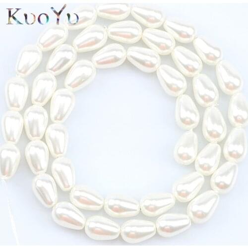Water Drop White Shell Pearl Beads Natural Loose Spacer Beads For Jewelry Making Diy Woman Bracelet Necklace 15"Inches 8x11mm